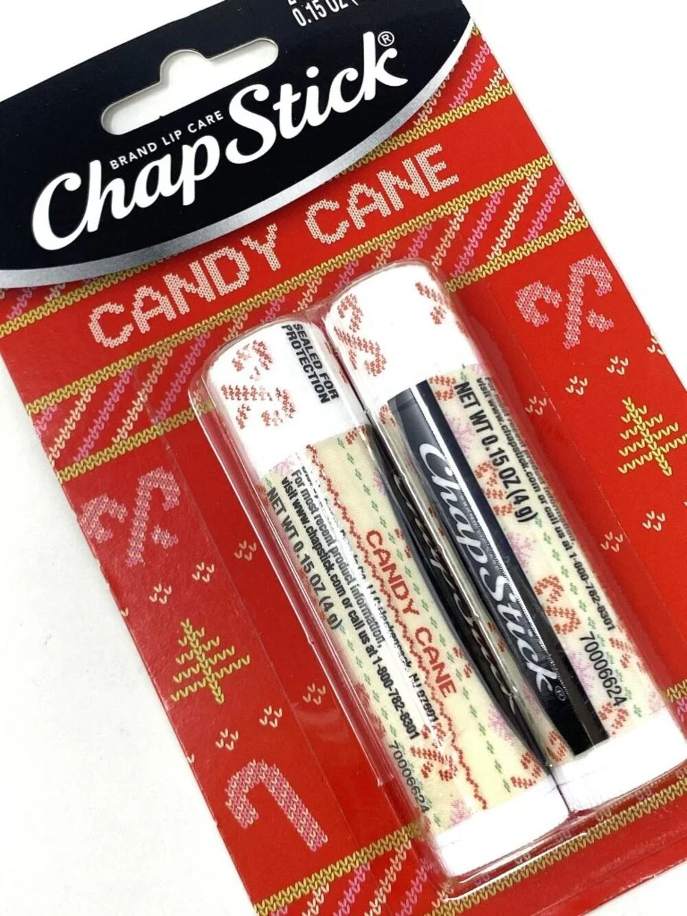 Chapstick Holiday Lip Balm Candy Cane 0.15oz/2ct Moisturizing Clear Lip Balms